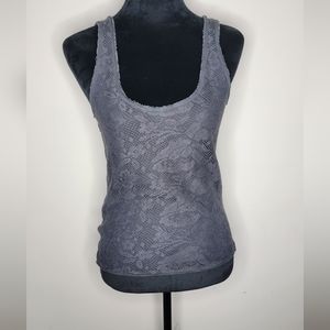 Free People Floral Lace Crochet Tank Top Frayed Hem & Edges 100% Cotton S FP